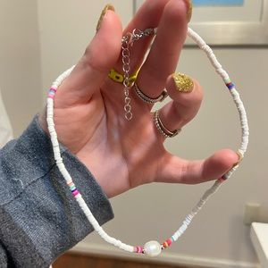 Pearl & flat bead choker